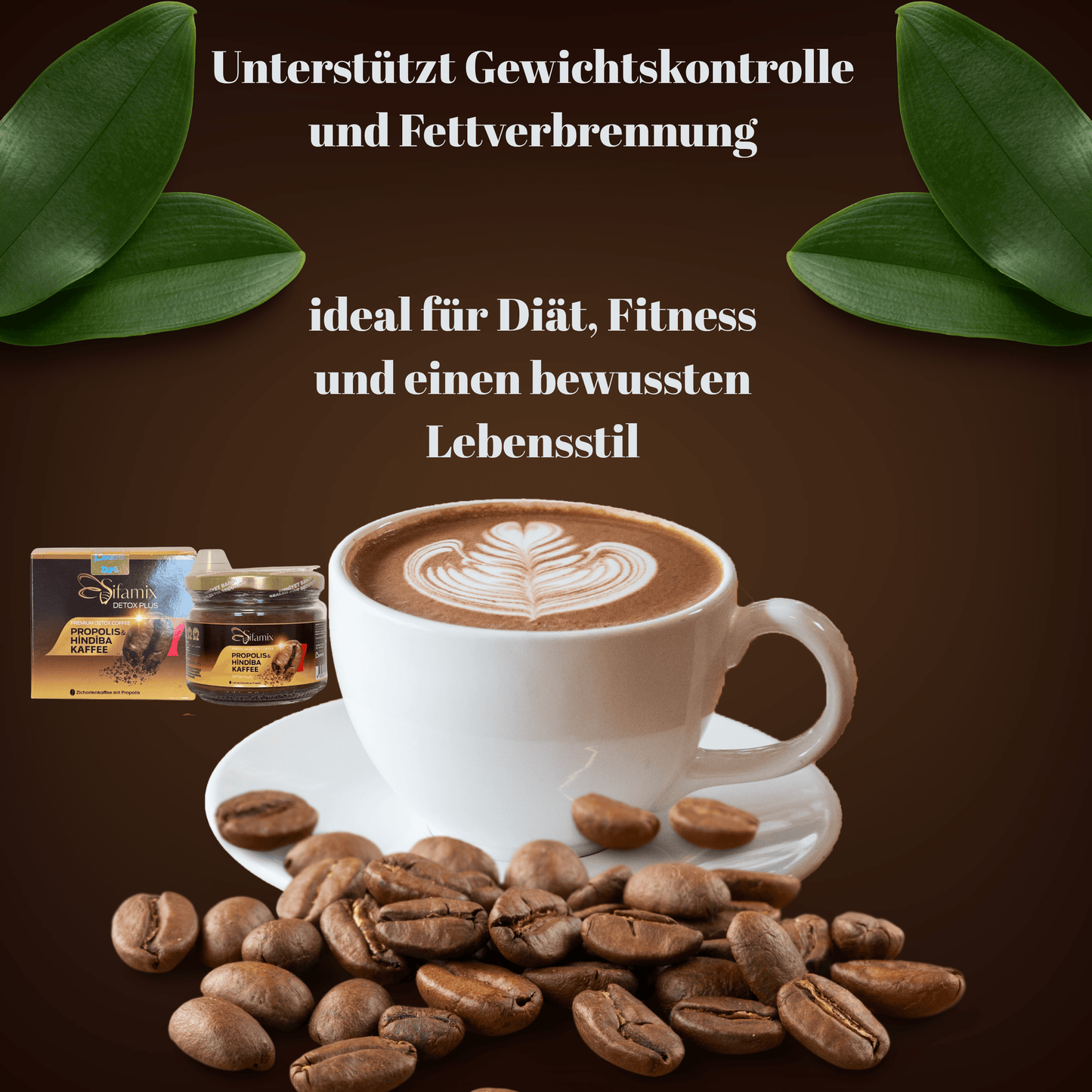 Premium Şifamix Zichorien, Propolis & löslicher Arabica Instant Kaffee zum Gewichtsmanagement | Unterstützt die Gewichtskontrolle und 100% Natürlich | Fit & Vital, Sanfter Genuss für Körper