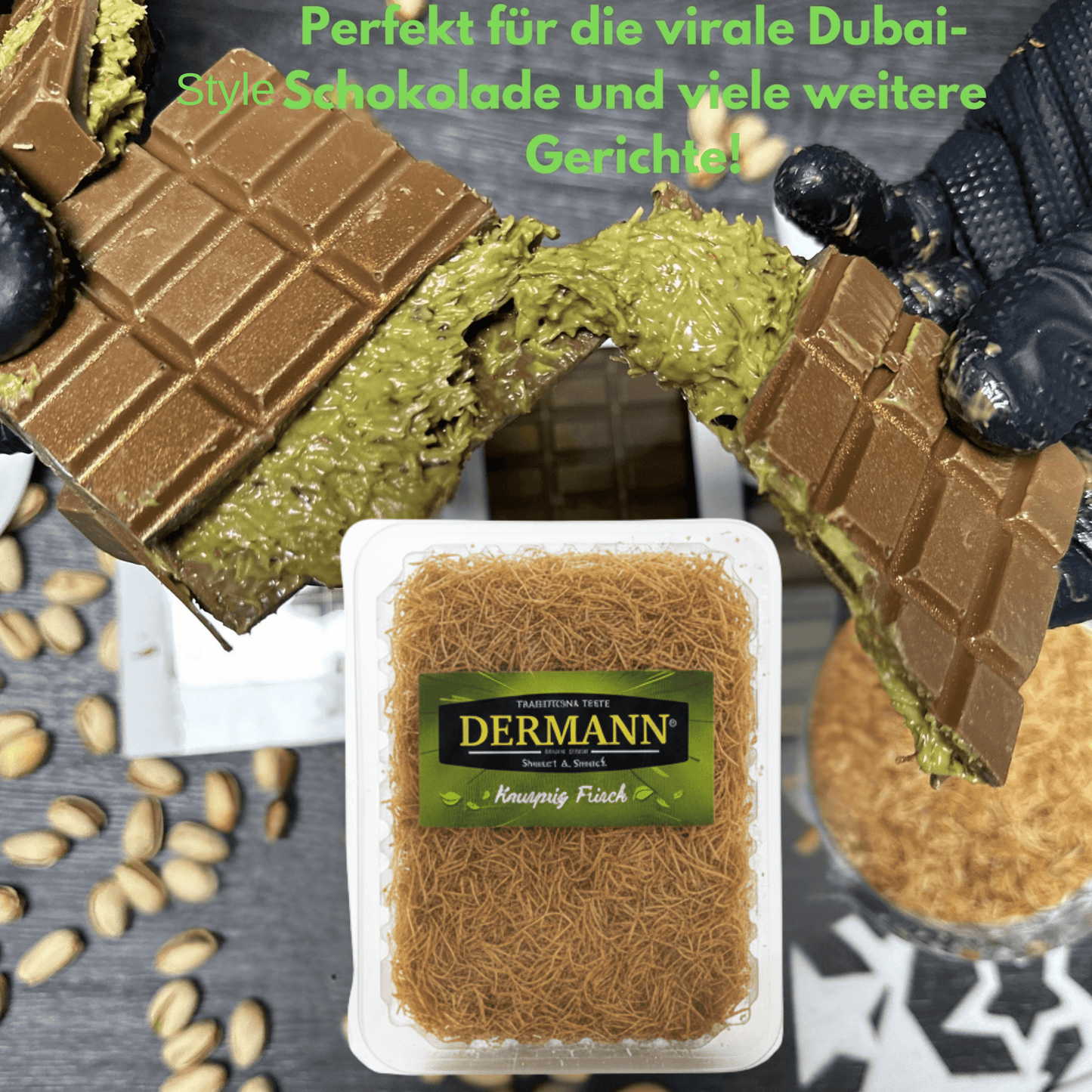 2 Packungen Kadayif-Paste à 200 g, ideal für Dubai-Schokolade, Baklava, Knafeh oder als knuspriges Topping für Eis (Kadayif 2 × 200 g)