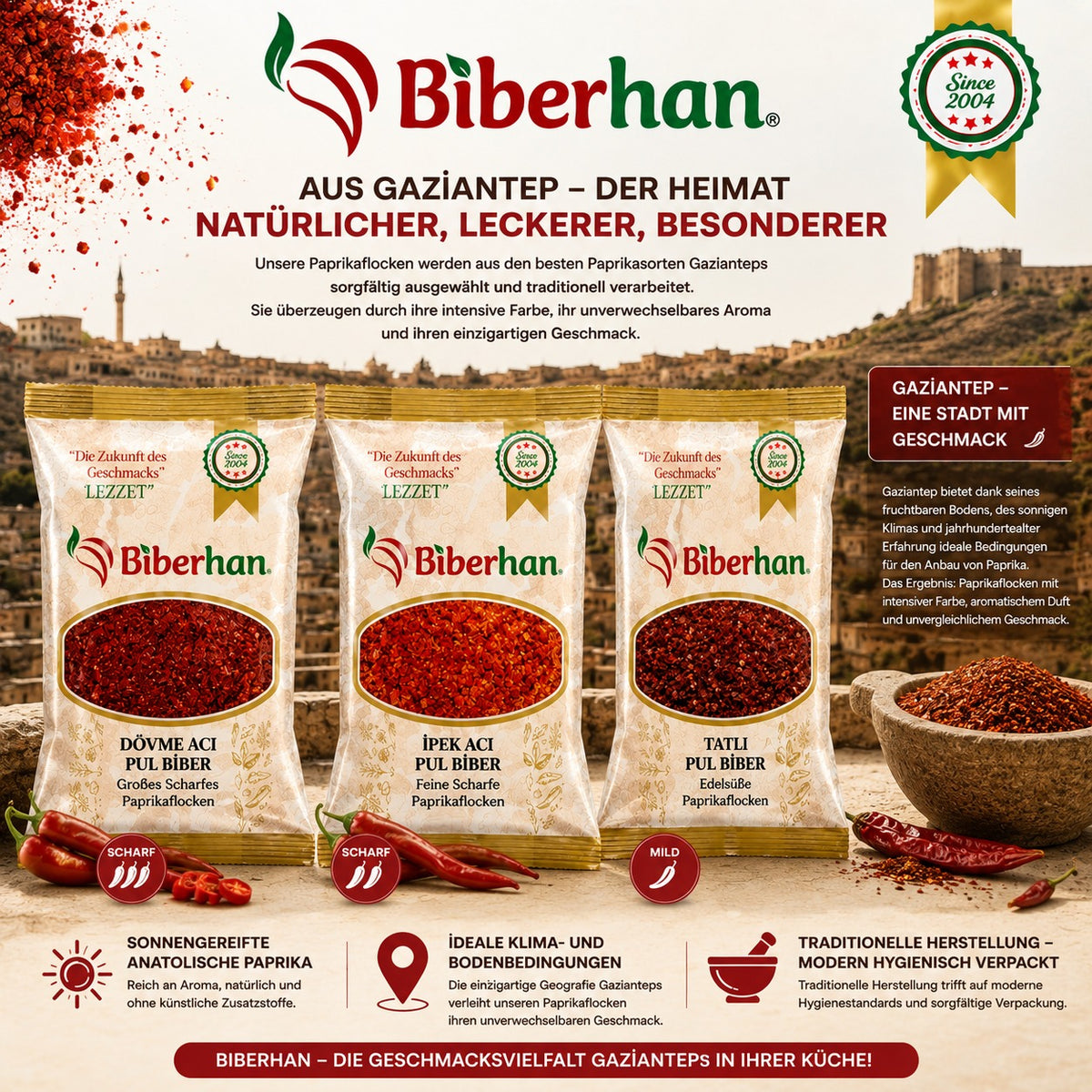 Biberhan Gaziantep Tatlı Biber Pul 250 g
