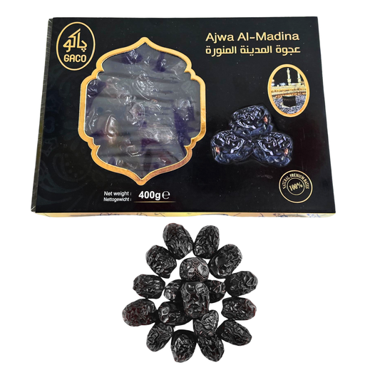 Premium Qualität Ajwa Datteln |100% Natürlich, Ohne Zuckerzusatz, Gesunder Snack, Energiequelle, Herkunft aus Medina | 400g