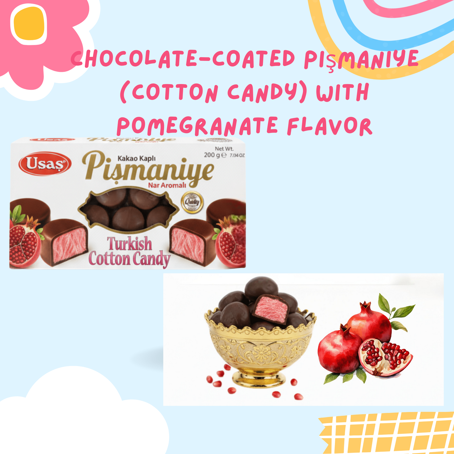 Pismaniye Cotton Candy Chocolate & Pomegranate 200 g