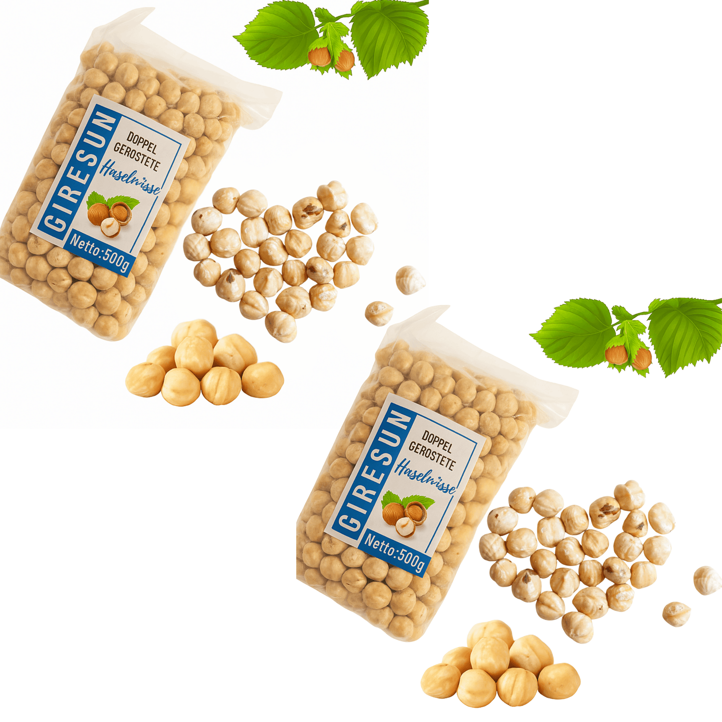 Premium Geröstete Türkische Haselnüsse 2×500g – Giresun Herkunft | Natürlich, Ungesalzen, Vegan | Hoher Protein- & Ballaststoffgehalt | Ideal zum Backen & Snacken (Geröstete Haselnüsse 2×500 g)