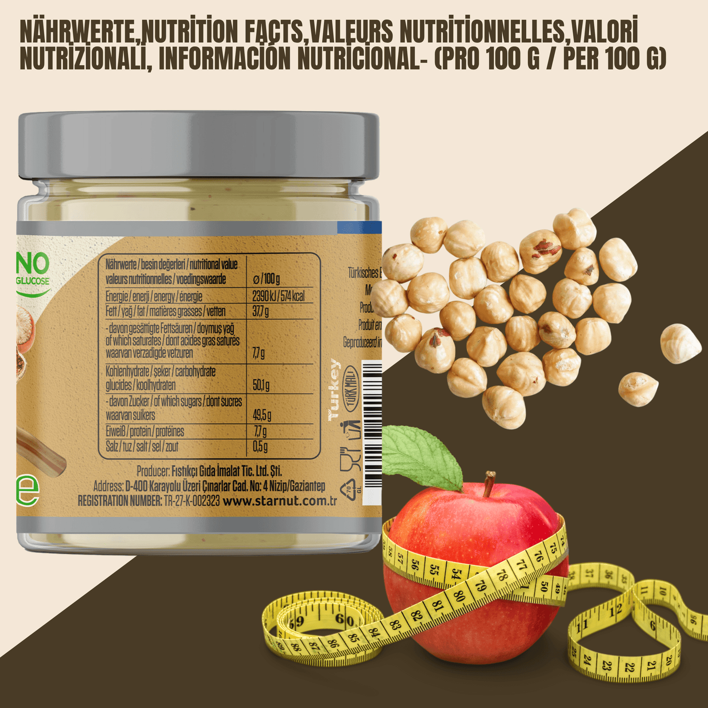 Premium Haselnusscreme 2×200g – Ohne Palmöl & Glukose | Natürlich & Cremig | Haselnusscreme enthält 25% reine Giresun-Haselnüsse