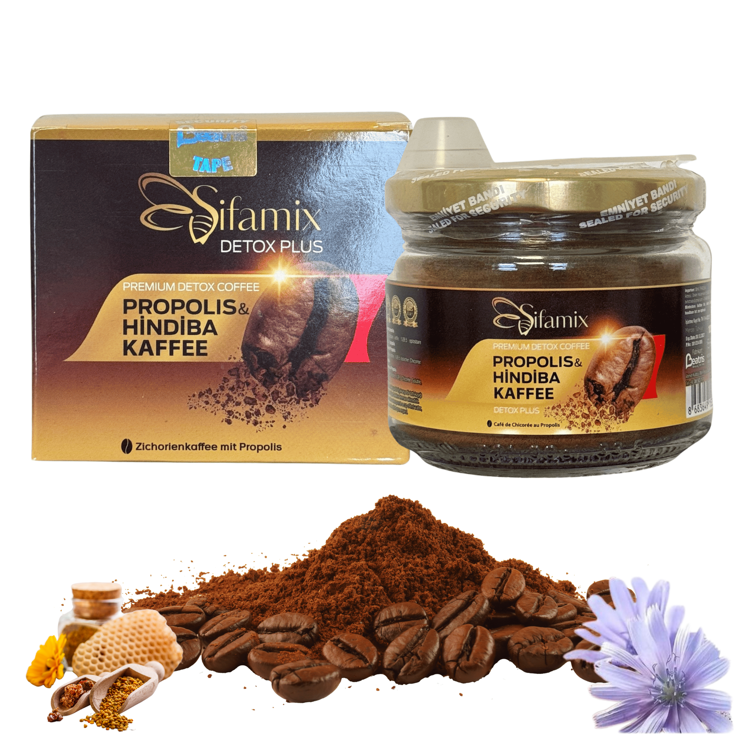 Premium Şifamix Zichorien, Propolis & löslicher Arabica Instant Kaffee zum Gewichtsmanagement | Unterstützt die Gewichtskontrolle und 100% Natürlich | Fit & Vital, Sanfter Genuss für Körper