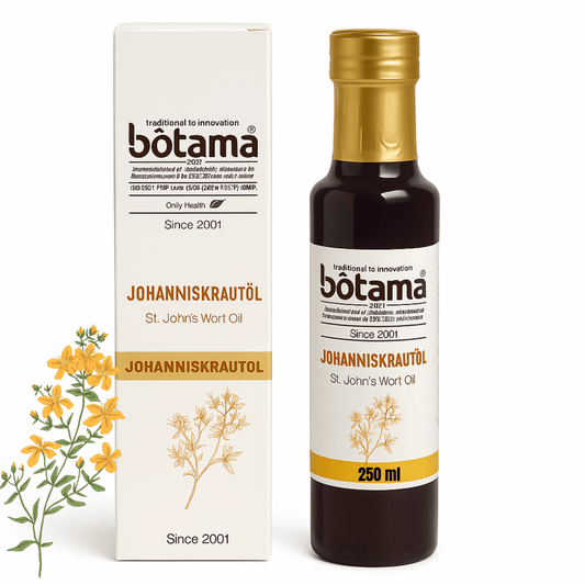 Premium Johanniskrautöl 250 ml, 100% naturrein, ohne Zusatzstoffe & kaltgepresst im Glasflasche lichtgeschützt, 99% echtes Johanniskrautöl für Massage, Pflege & Lebensmittel geeignet
