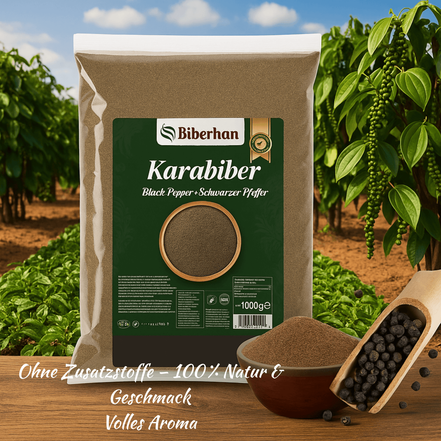 1000g Premium Black Pepper/Turkish Carob Pepper – Specially Produced in the UNESCO Gastronomic City of Gaziantep – 100% Natural, No Additives &amp; Intense Flavor 