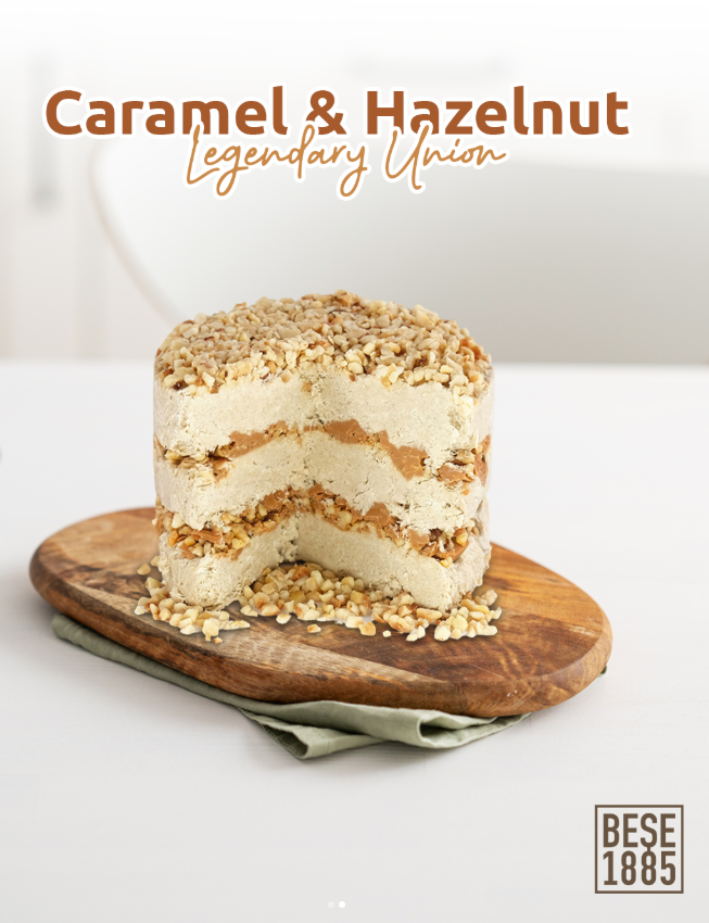 Delicious halva from Turkey, 450g – Special cake-shaped halva, tahini halva – 52% sesame paste – Gluten-free – No glucose syrup, palm oil &amp; artificial sweeteners – Halva (caramel &amp; hazelnut) 