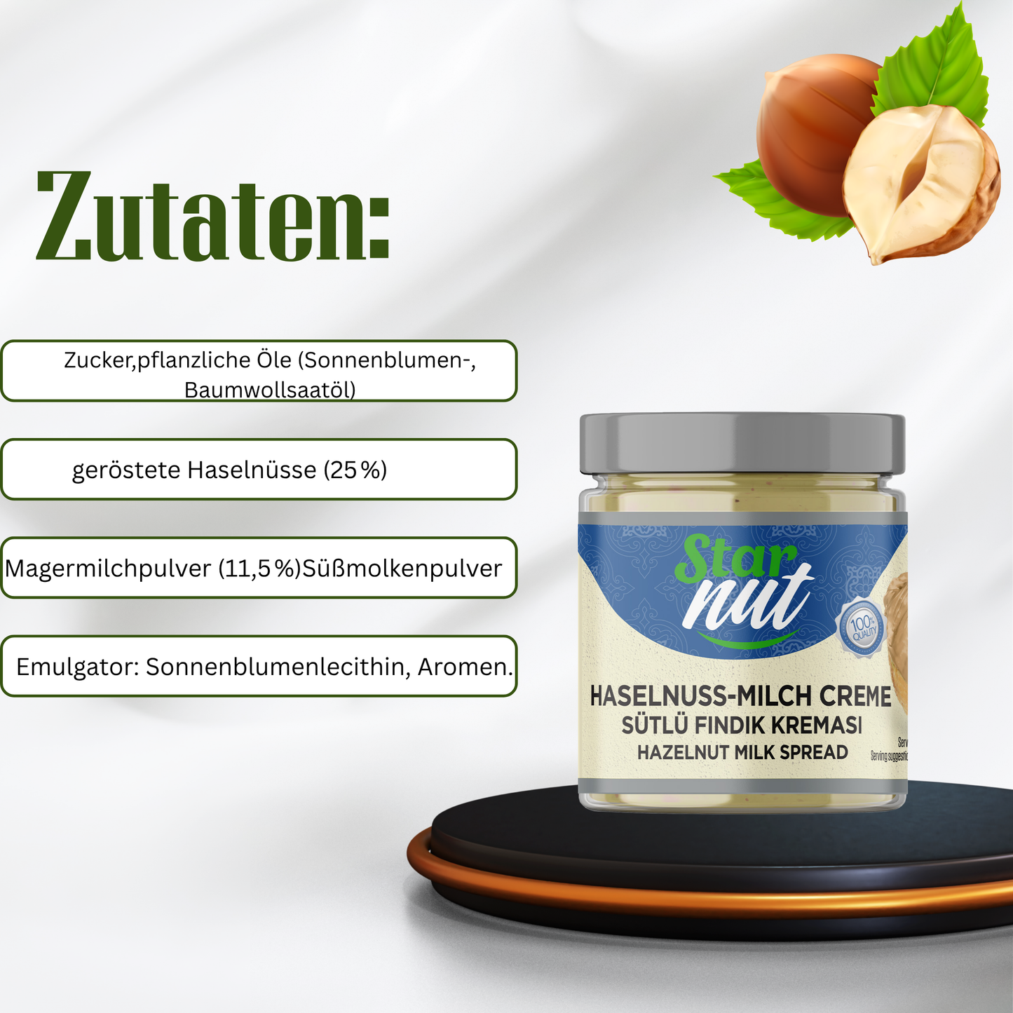 Premium Haselnusscreme 2×200g – Ohne Palmöl & Glukose | Natürlich & Cremig | Haselnusscreme enthält 25% reine Giresun-Haselnüsse