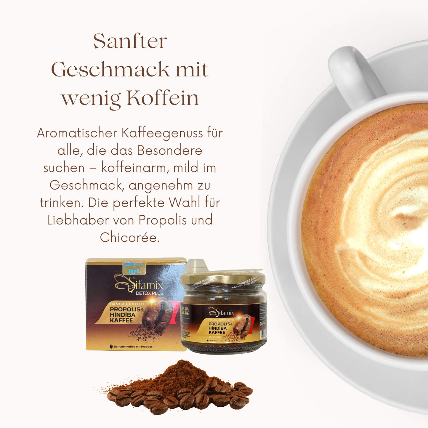 Premium Şifamix Zichorien, Propolis & löslicher Arabica Instant Kaffee zum Gewichtsmanagement | Unterstützt die Gewichtskontrolle und 100% Natürlich | Fit & Vital, Sanfter Genuss für Körper
