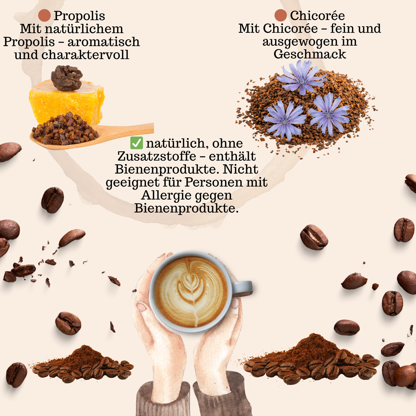 Premium Şifamix Zichorien, Propolis & löslicher Arabica Instant Kaffee zum Gewichtsmanagement | Unterstützt die Gewichtskontrolle und 100% Natürlich | Fit & Vital, Sanfter Genuss für Körper