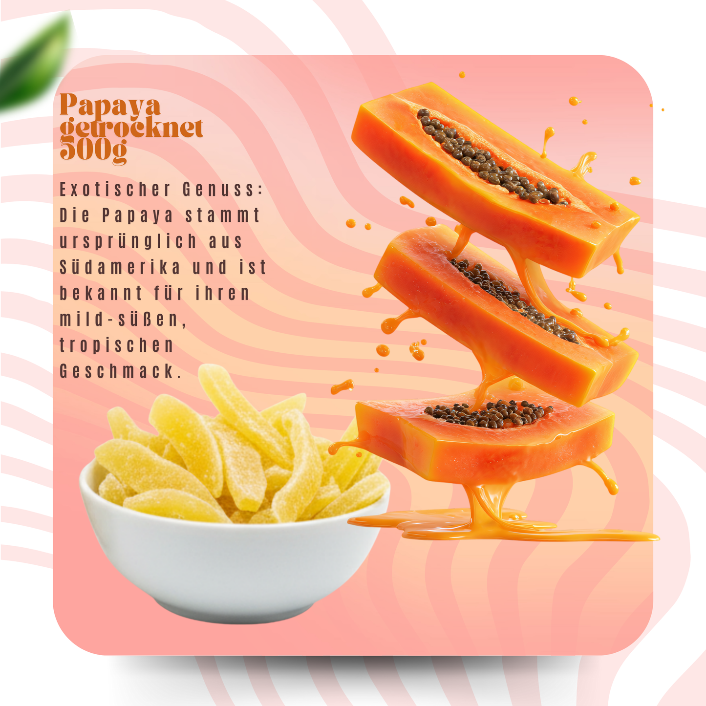 Papaya getrocknet 500g | saftig, fruchtig und aromatisch | kandierte Papayastangen | natürlicher Snack mit Rohrzucker, ideal als Snack oder Topping