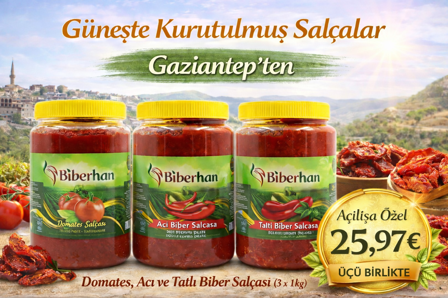 Gaziantep Biber Salçası ve Domates Salçası Seti