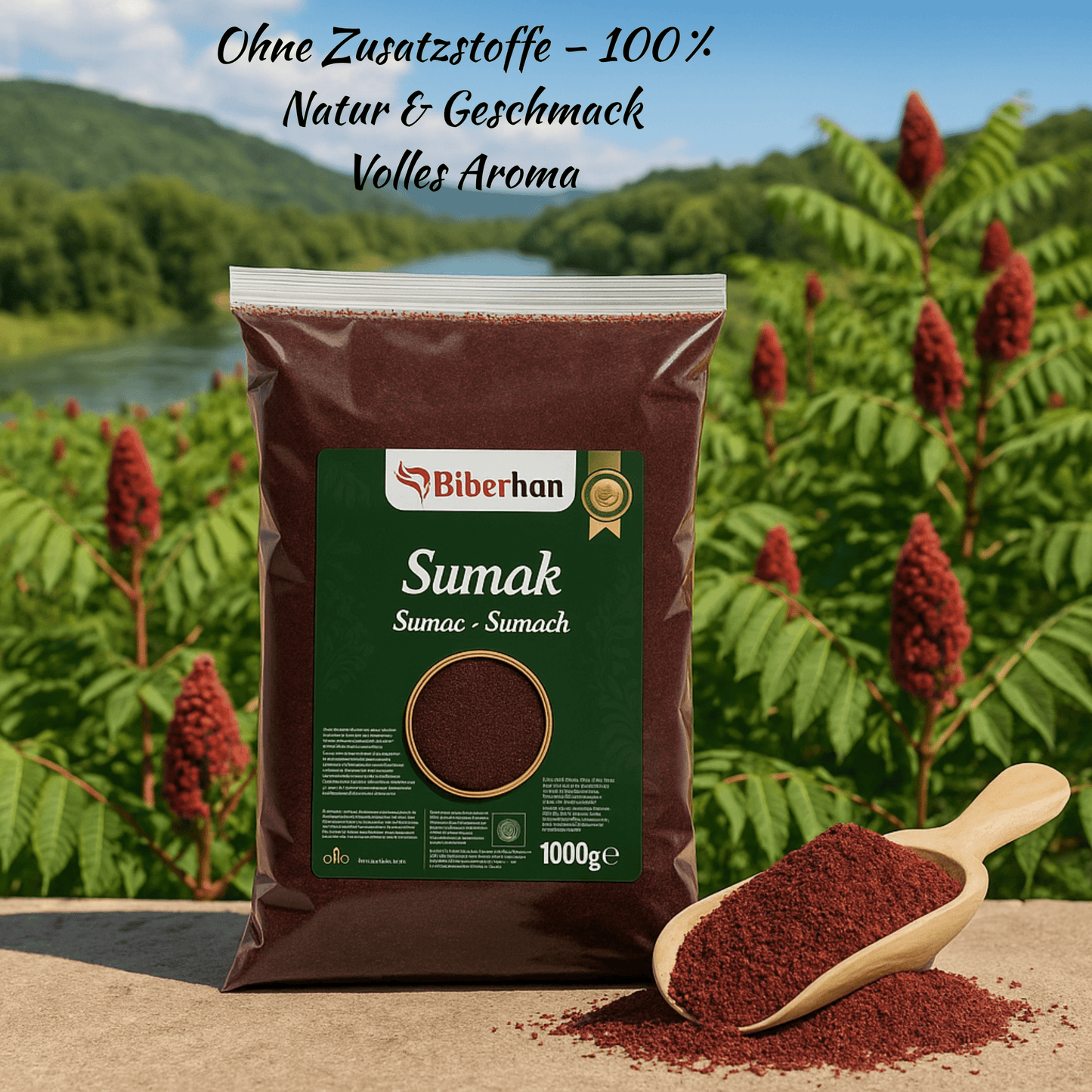 Premium Ground Sumac 500g / Turkish Sumac – Specially Produced in Gaziantep – 100% Natural, No Additives – Fruity and Sour Taste (500g) 