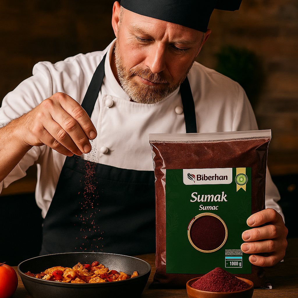 Premium Ground Sumac 500g / Turkish Sumac – Specially Produced in Gaziantep – 100% Natural, No Additives – Fruity and Sour Taste (500g) 