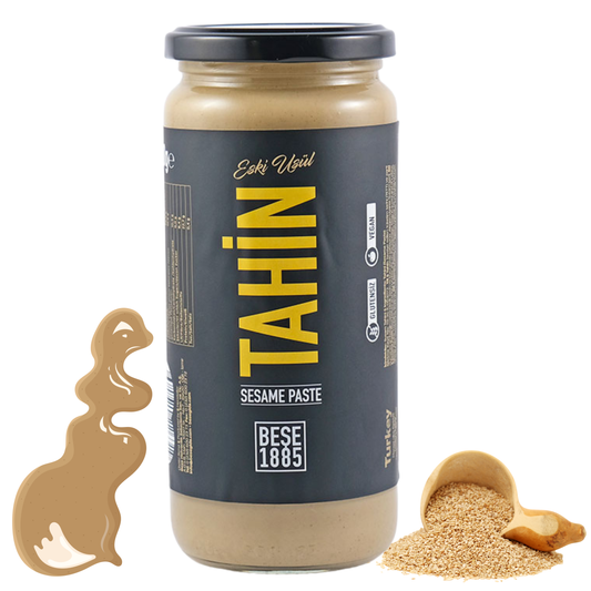 Traditionelle türkische Tahin-Sesampaste im Glas – Tahini Einfach oder Doppelt Geröstet – Reine Zutaten Ohne Zusatzstoffe – Herstellung nach überlieferten Methoden seit 1885 (230 g, Einfach geröstet)